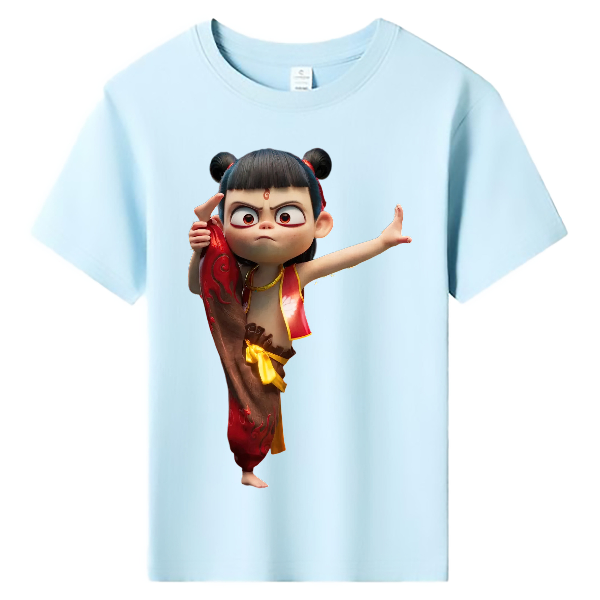 （画像用） Ne Zha 2 ナタ 魔童の大暴れ 綿100％キッズTシャツ（フロントプリント）